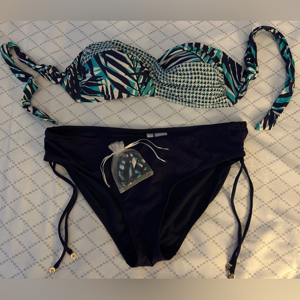 Navy and Teal Bikini Set